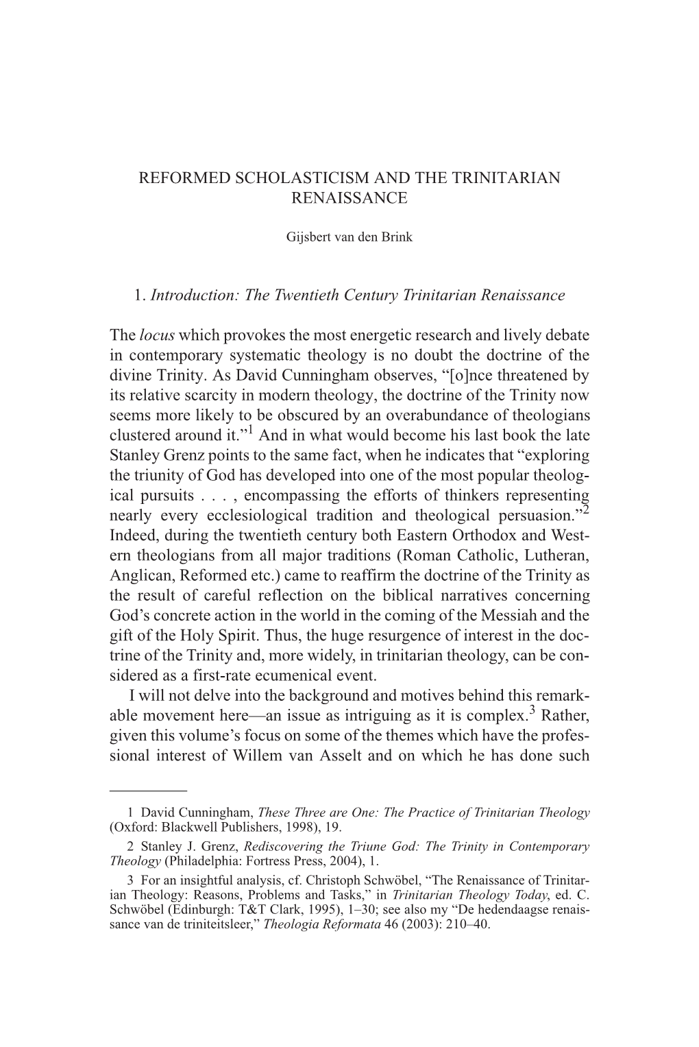 The Twentieth Century Trinitarian Renaissance the Locus