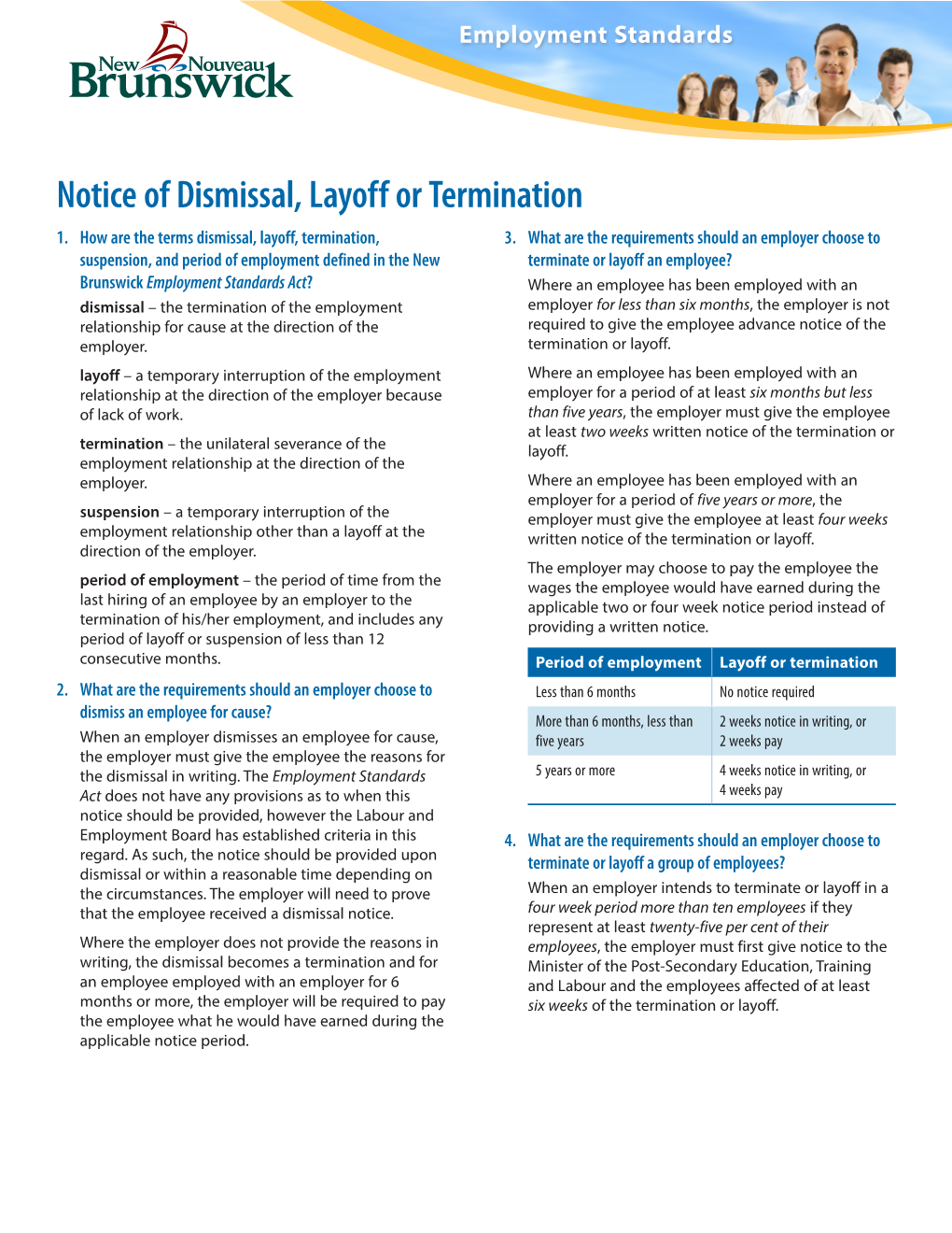 Notice of Dismissal, Layoff Or Termination 1