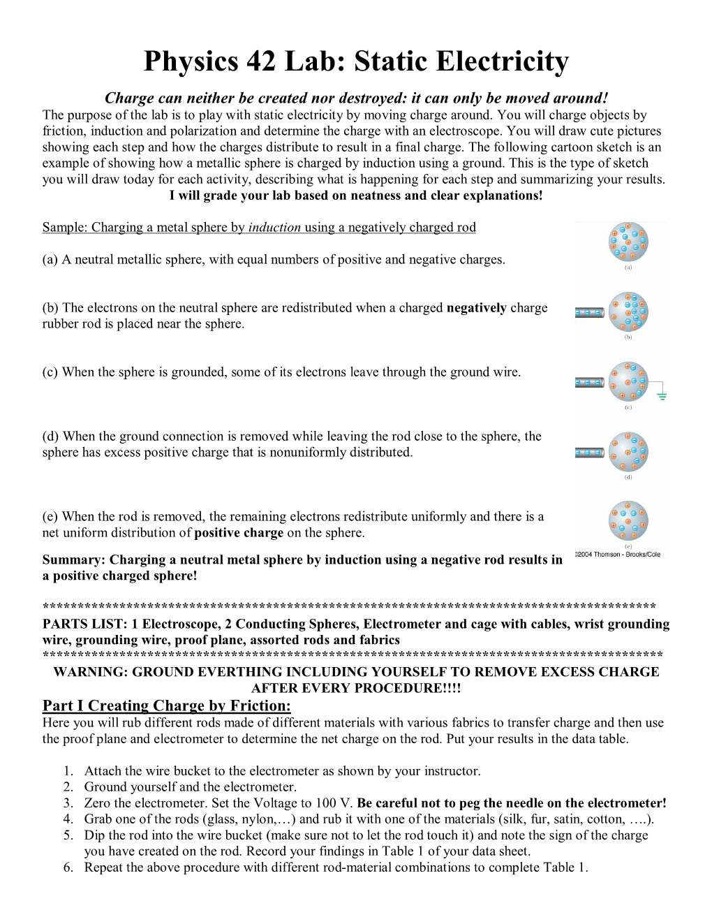 Physics 42 Lab: Static Electricity