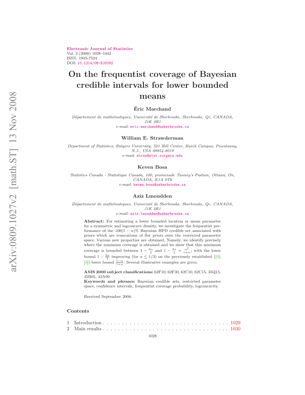 On the Frequentist Coverage of Bayesian Credible Intervals for Lower Bounded Means