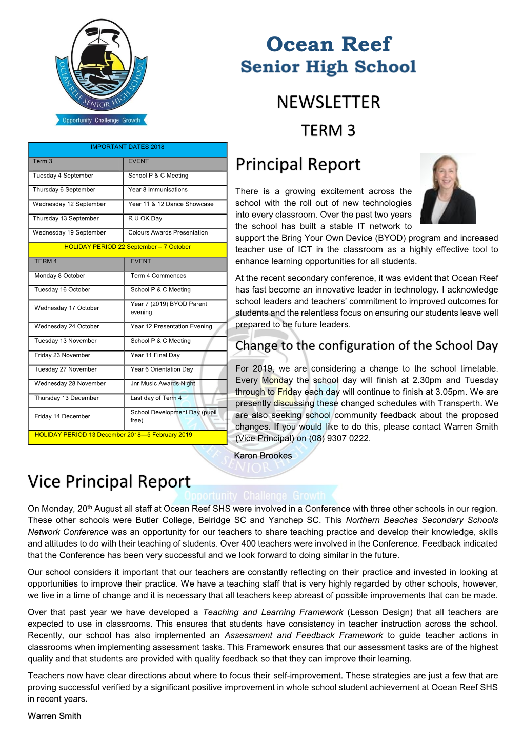 NEWSLETTER Principal Report Vice