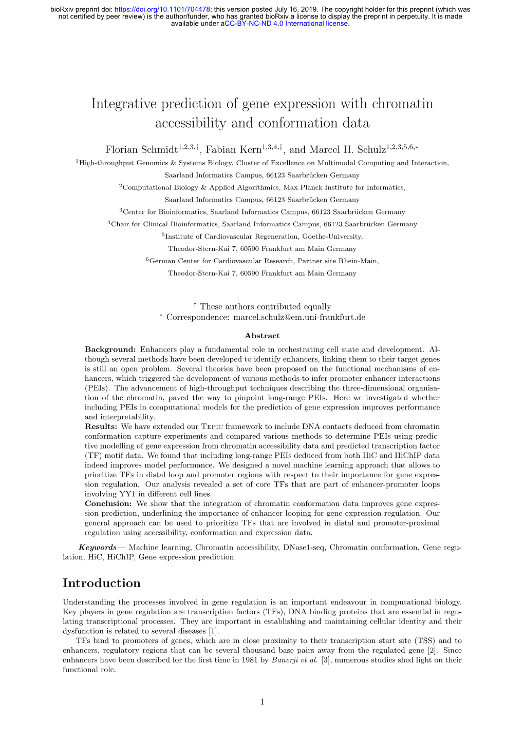 Integrative Prediction of Gene Expression with Chromatin Accessibility and Conformation Data