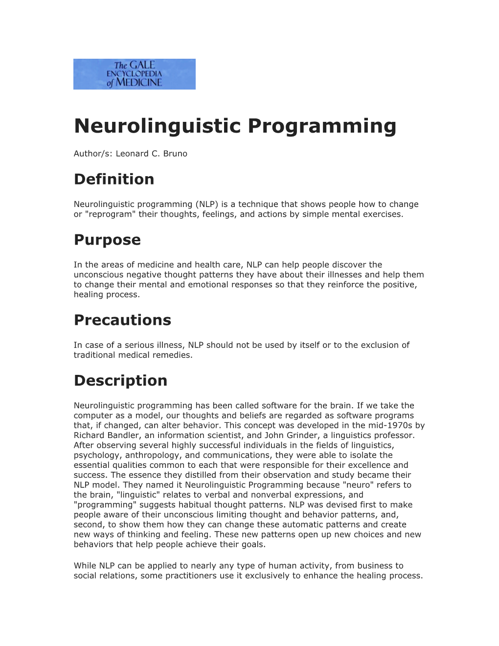 Neurolinguistic Programming