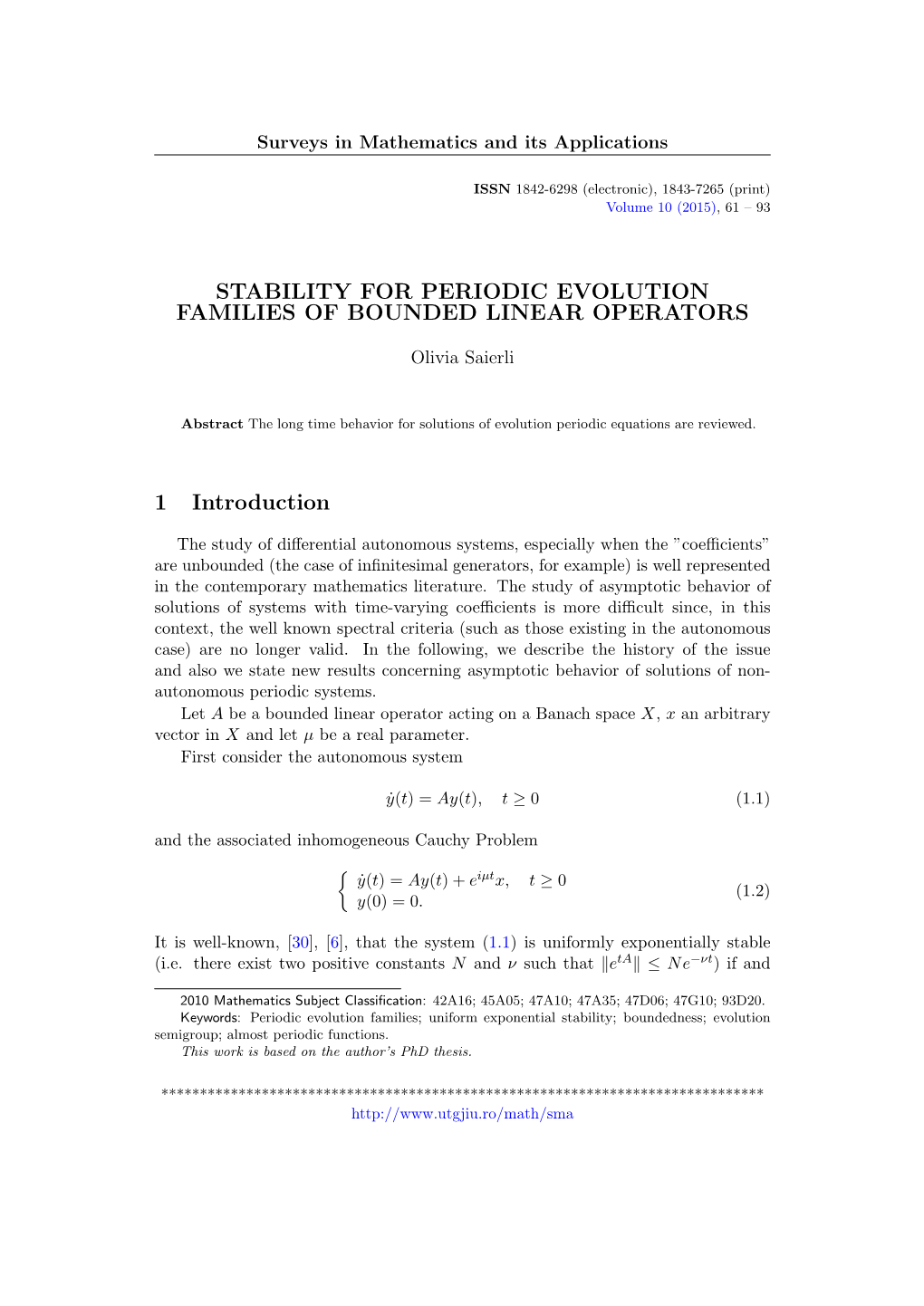 Stability for Periodic Evolution Families of Bounded Linear Operators