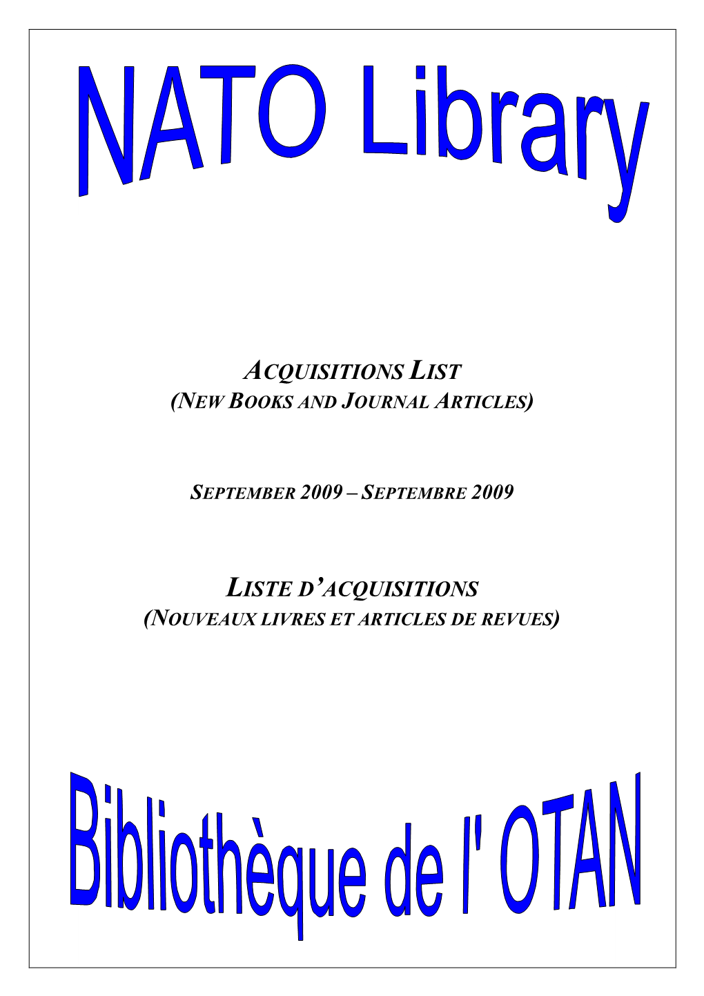 Acquisitions List September 2009