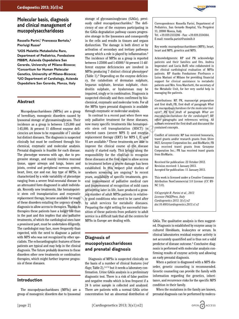 Molecular Basis, Diagnosis and Clinical Management Of