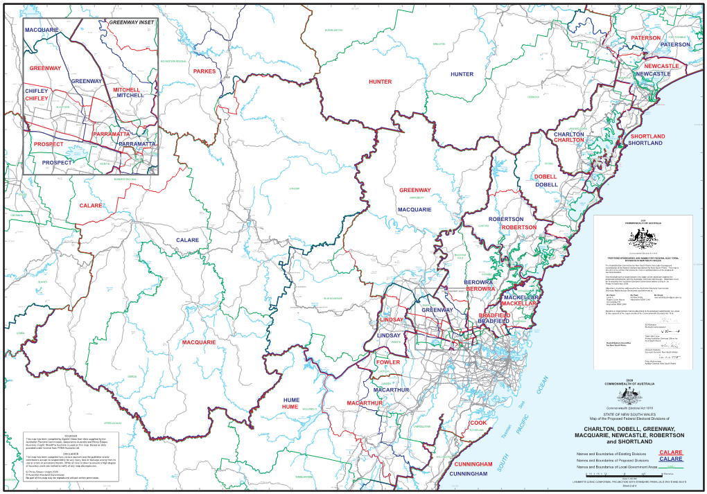 Map of the Proposed Federal Electoral Divisions of Charlton, Dobell