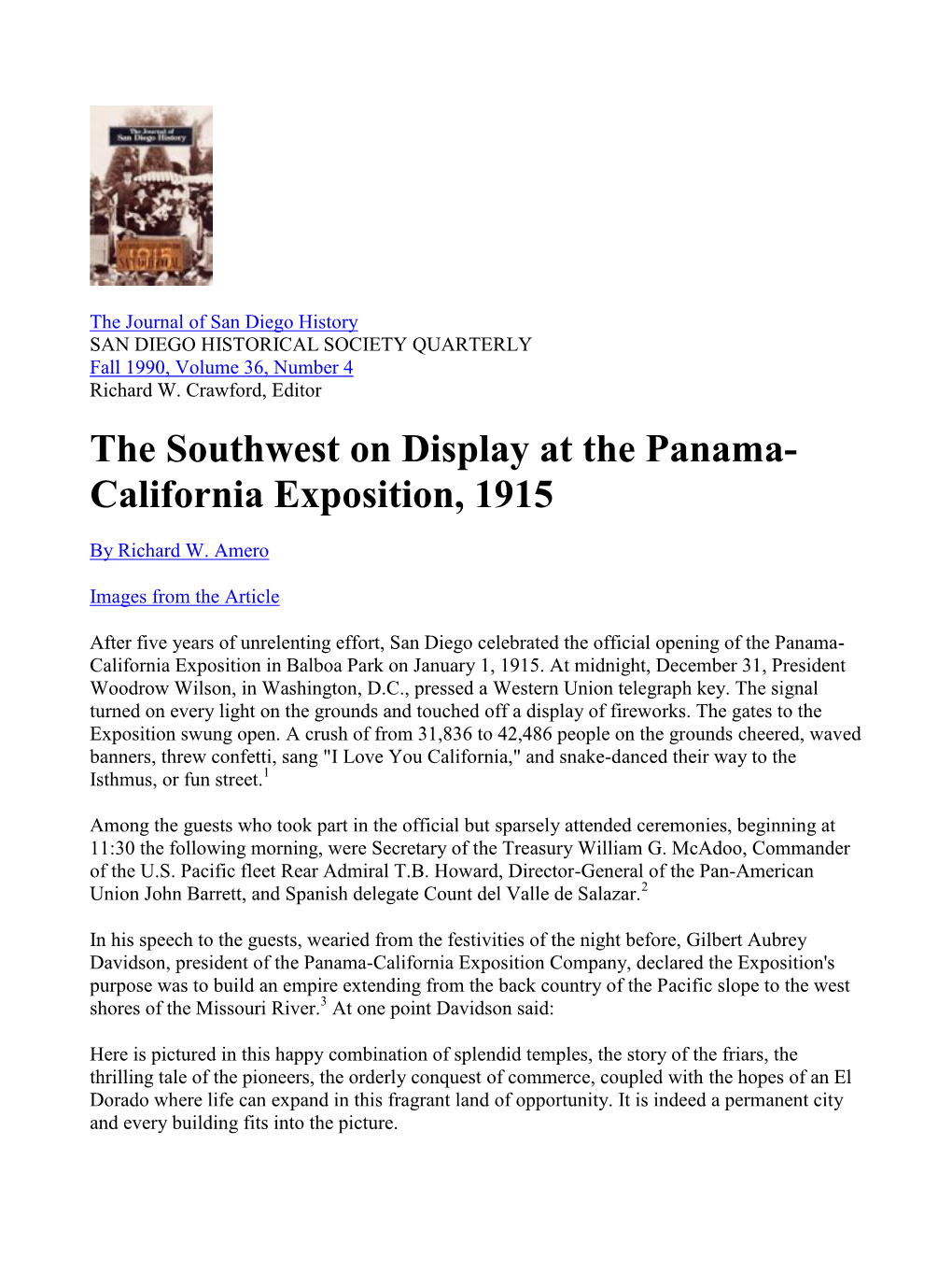 The Southwest on Display at the Panama- California Exposition, 1915