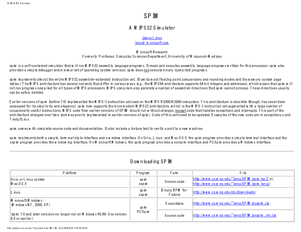 SPIM MIPS Simulator