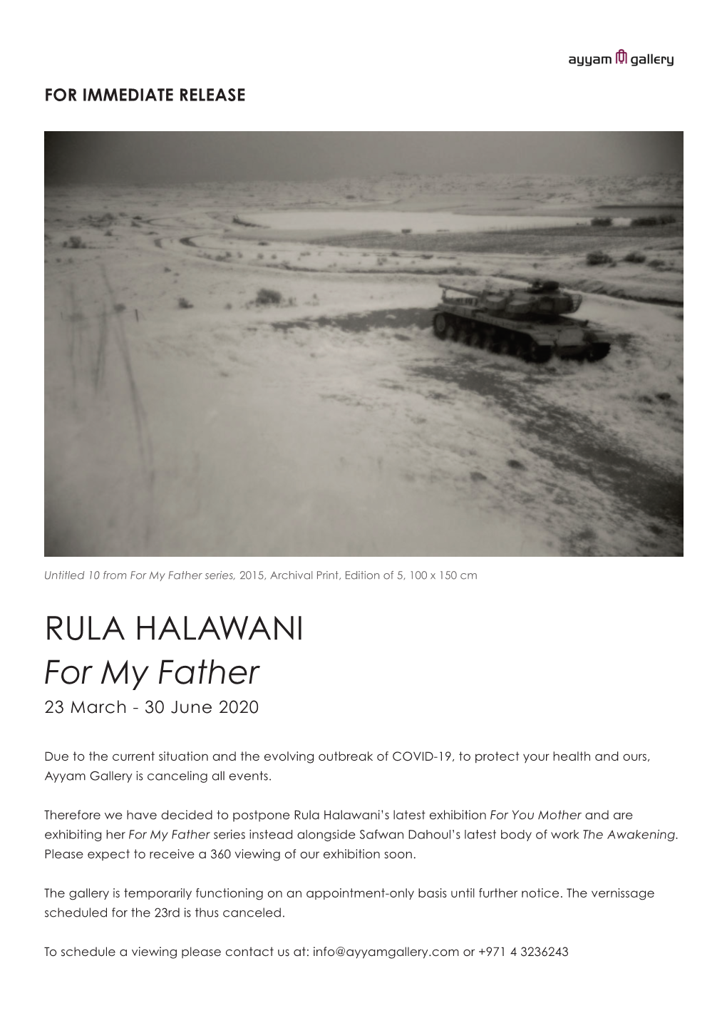 RULA HALAWANI for My Father 23 March - 30 June 2020