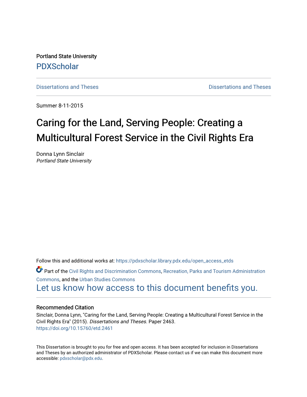 Creating a Multicultural Forest Service in the Civil Rights Era