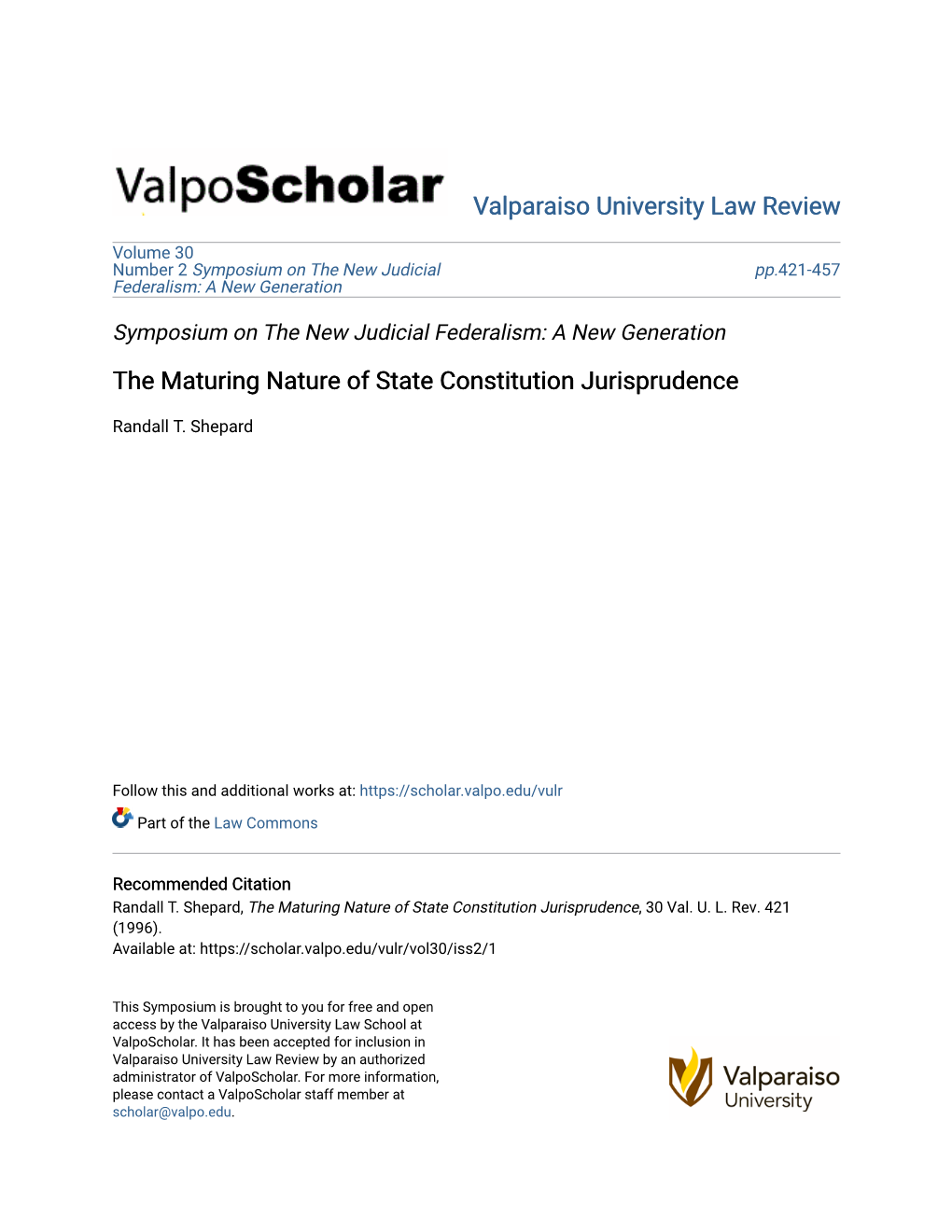 The Maturing Nature of State Constitution Jurisprudence