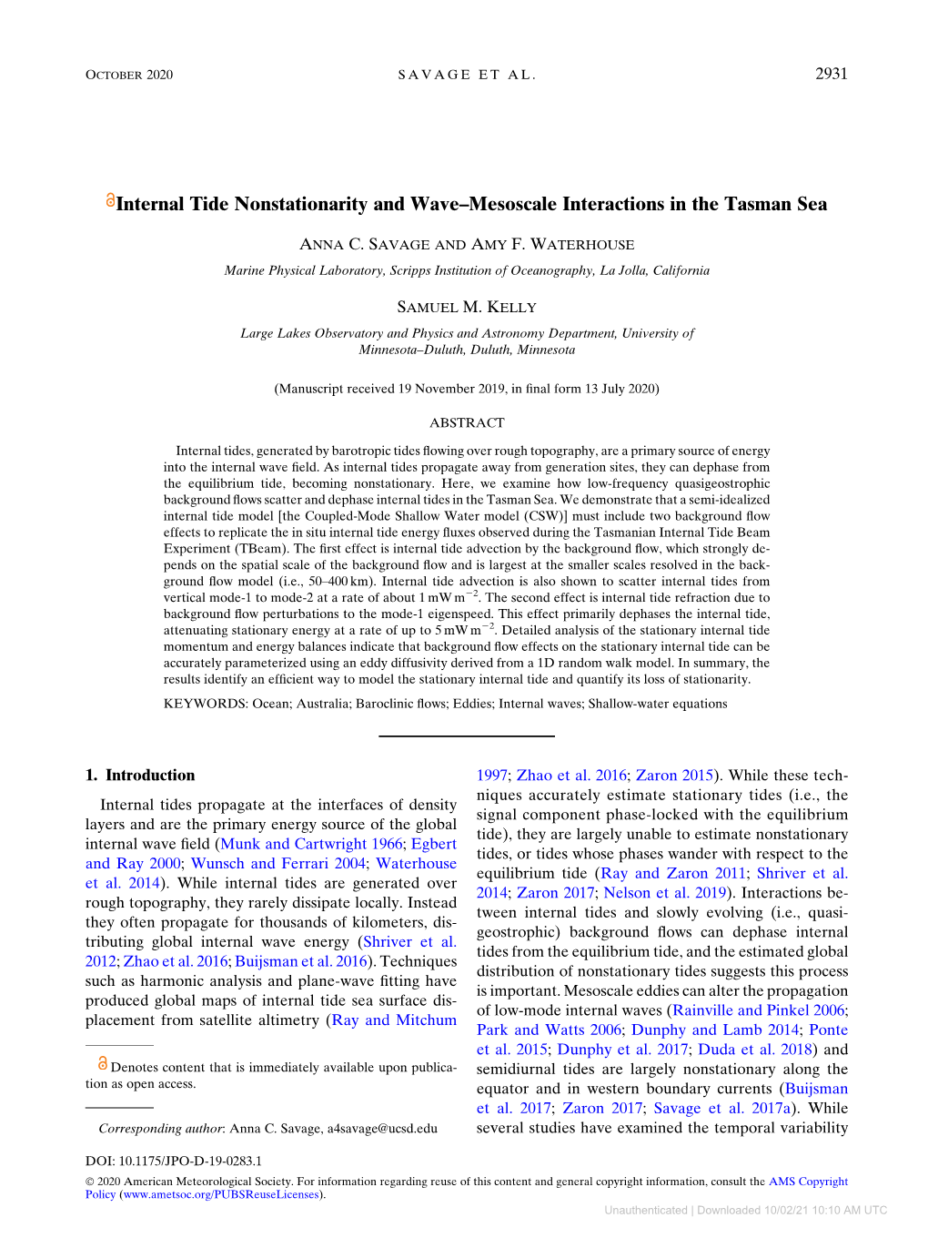 Internal Tide Nonstationarity and Wave–Mesoscale Interactions in the Tasman Sea