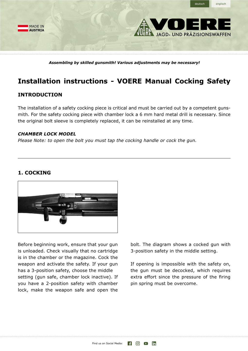 Installation Instructions - VOERE Manual Cocking Safety
