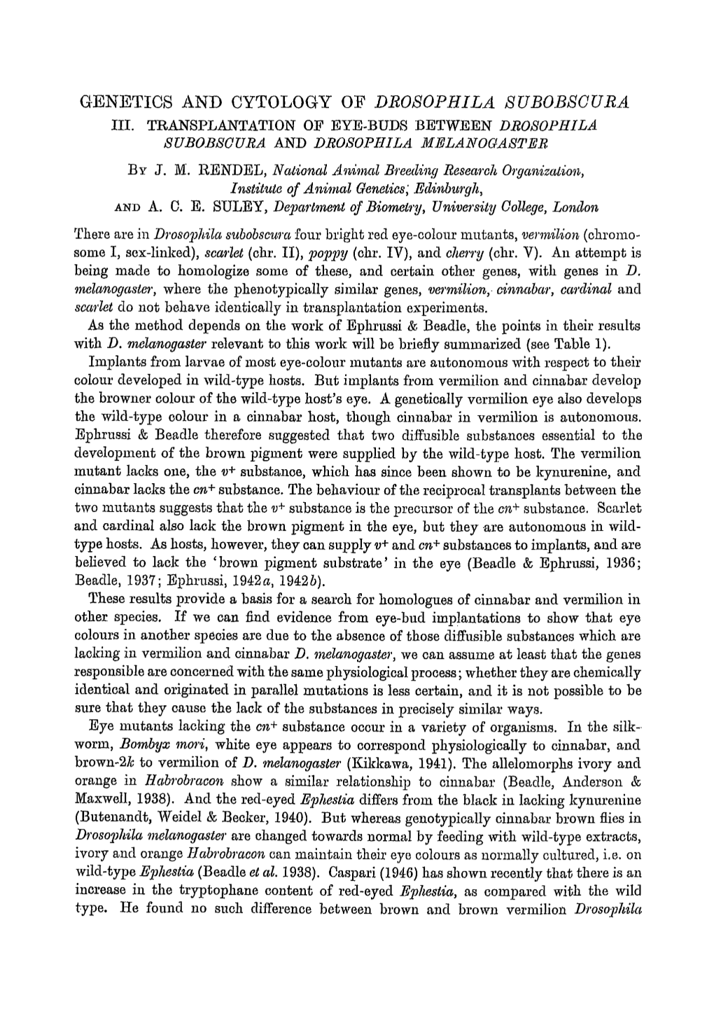 Genetics and Cytology of <Emphasis Type=