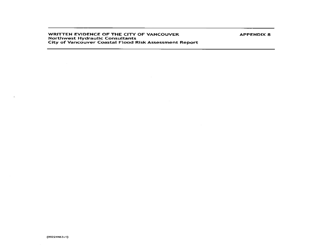 APPENDIX 8 Northwest Hydraulic Consultants City of Vancouver Coastal Flood Risk Assessment Report