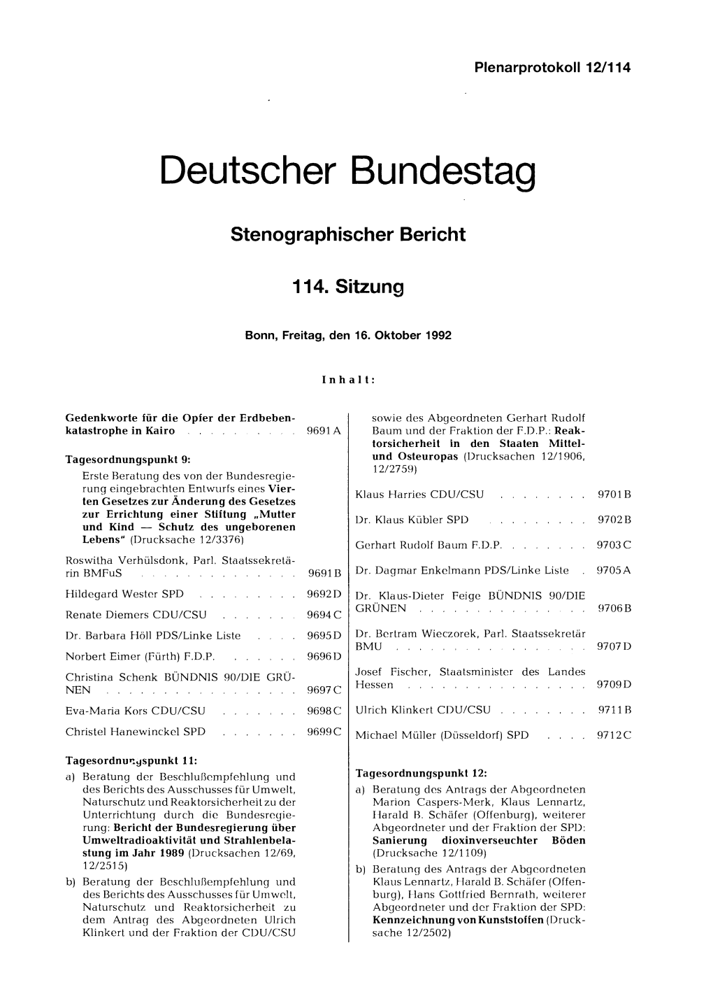 Stenographischer Bericht 114. Sitzung