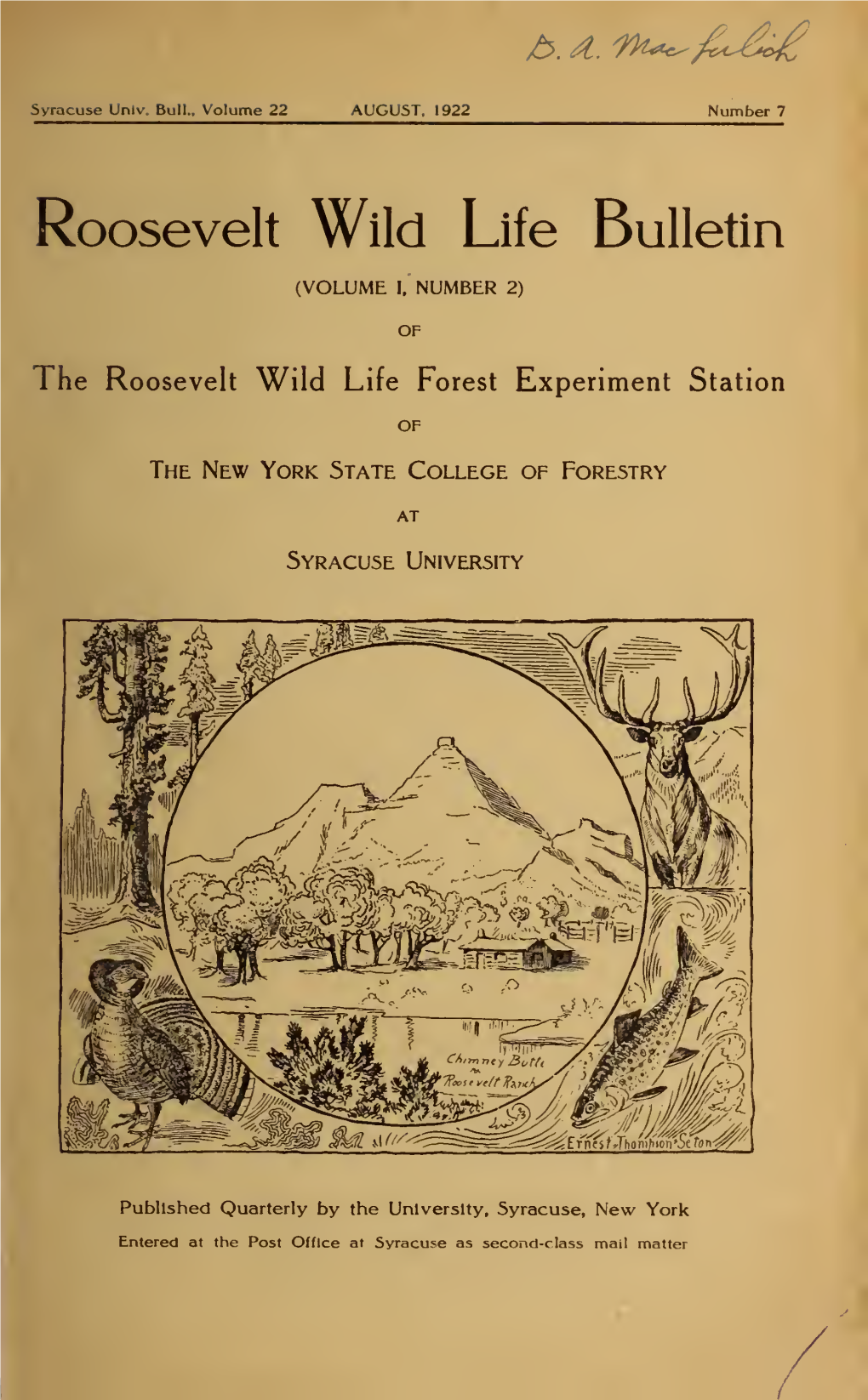 Roosevelt Wild Life Bulletin