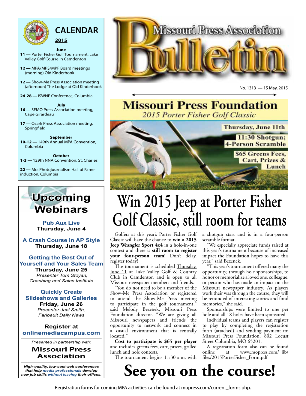 Win 2015 Jeep at Porter Fisher Golf Classic, Still Room for Teams