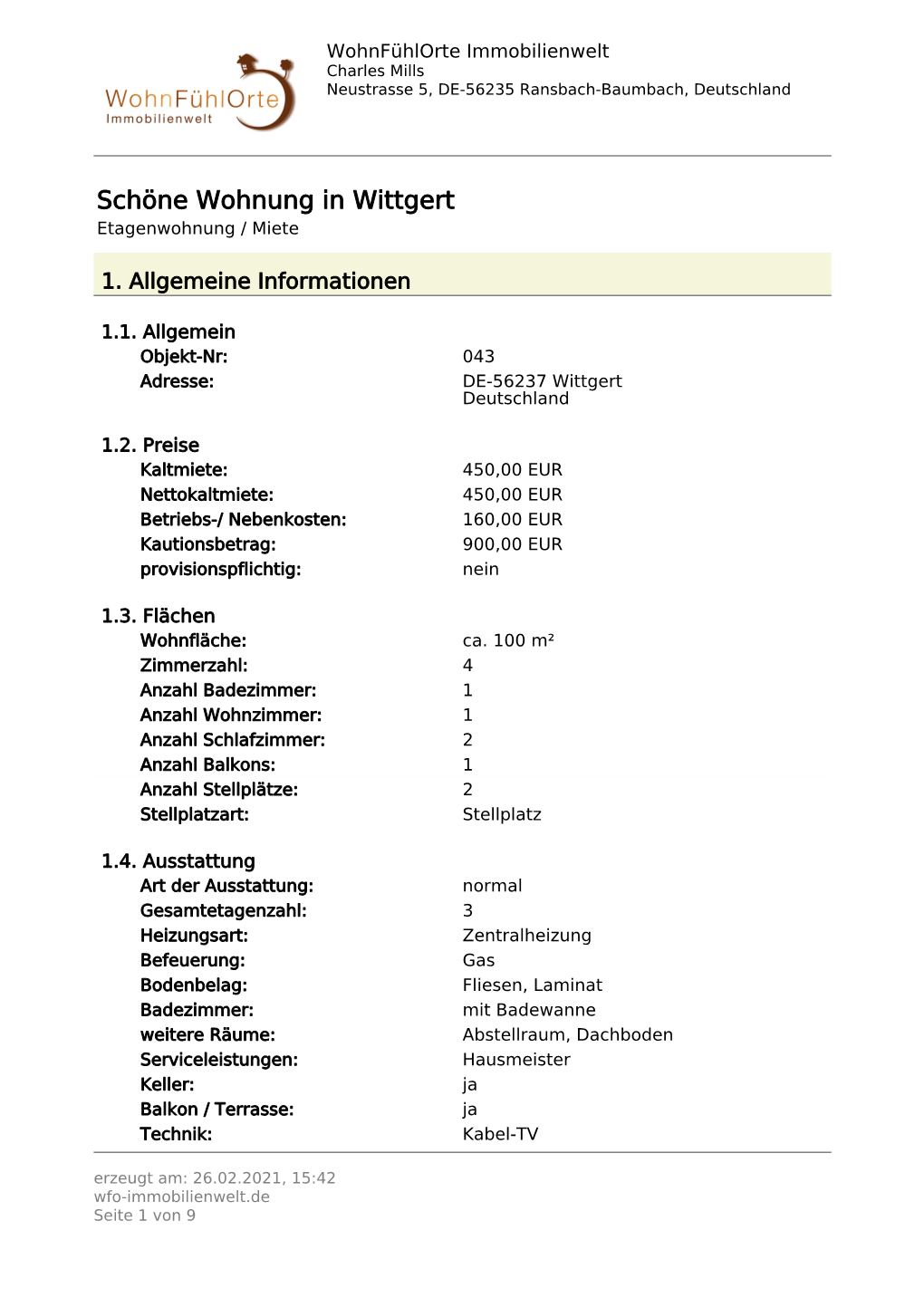 Schöne Wohnung in Wittgert Etagenwohnung / Miete