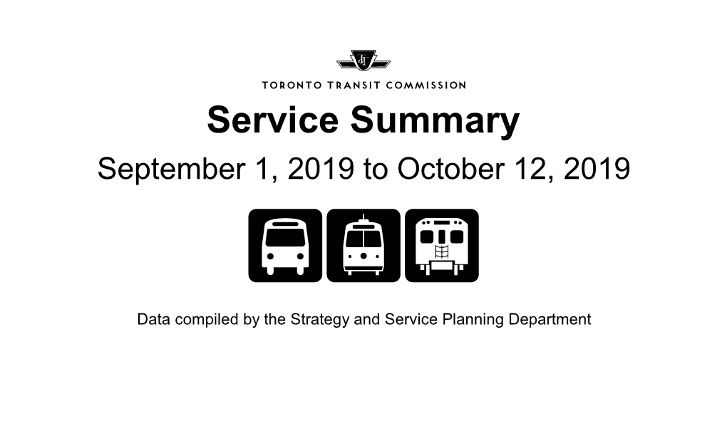 Service Summary September 1, 2019 to October 12, 2019