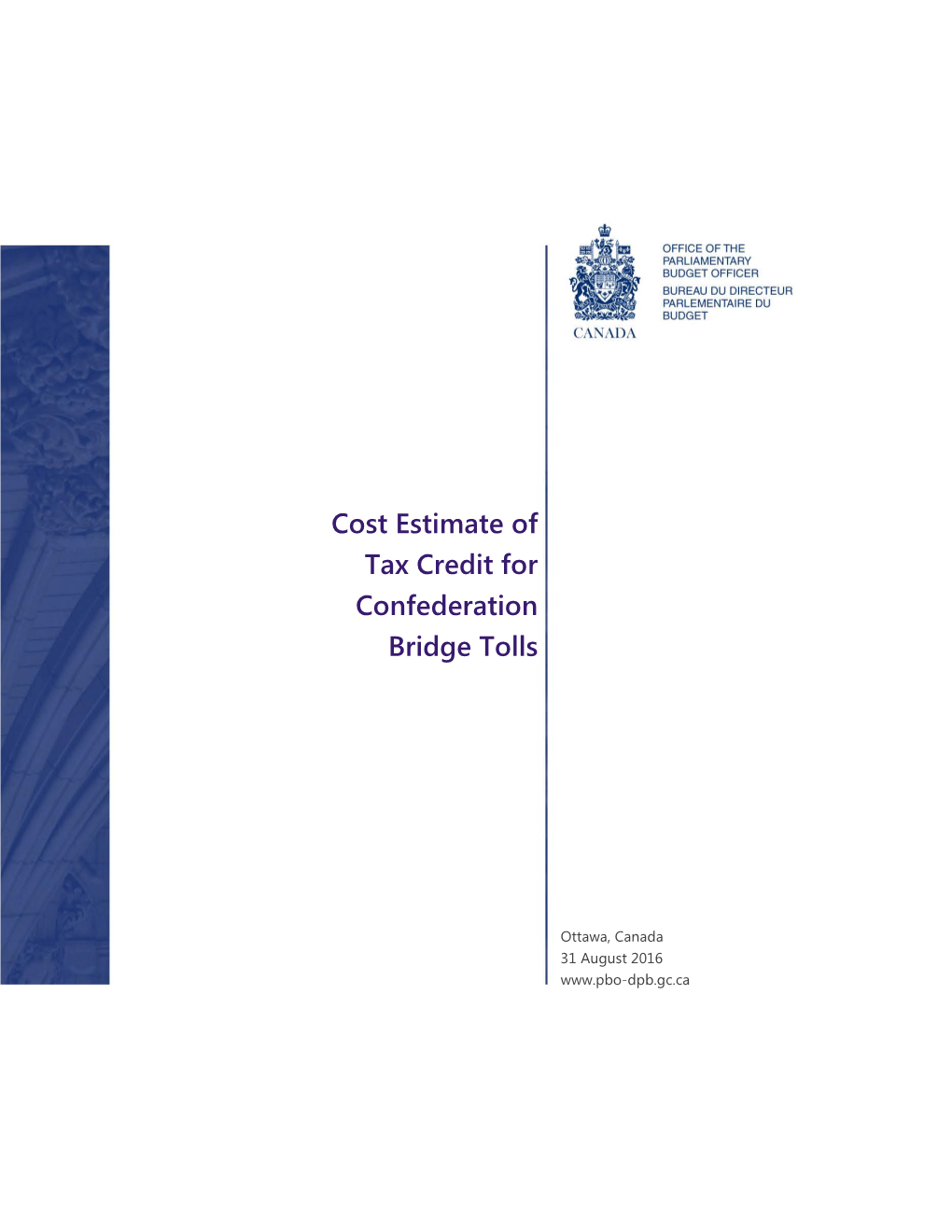 Cost Estimate of Tax Credit for Confederation Bridge Tolls.Pdf