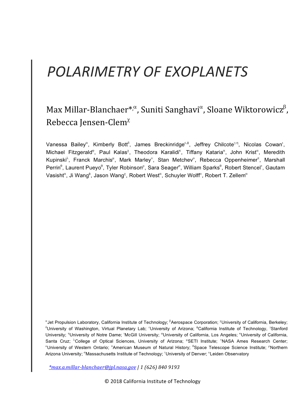 Polarimetry of Exoplanets