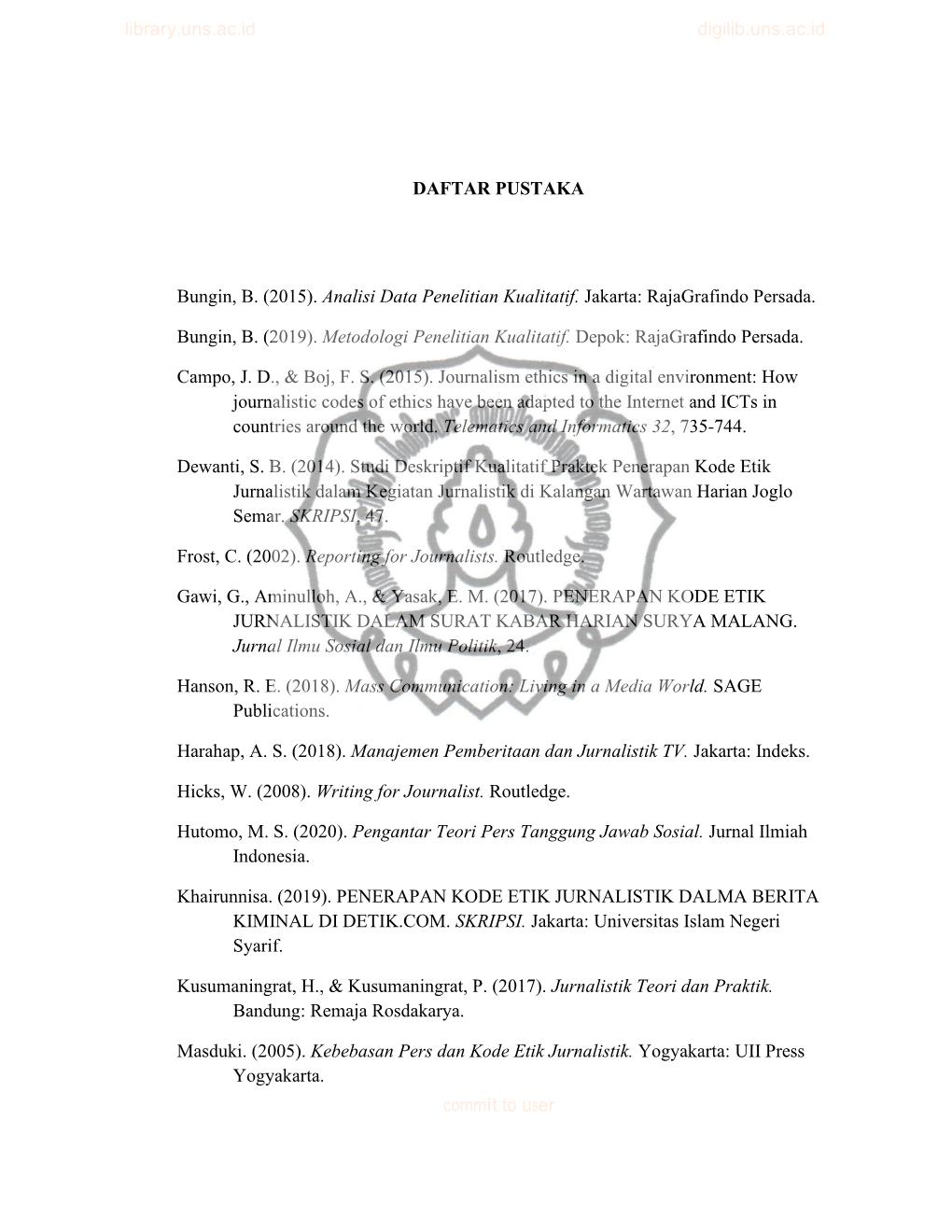 DAFTAR PUSTAKA Bungin, B. (2015