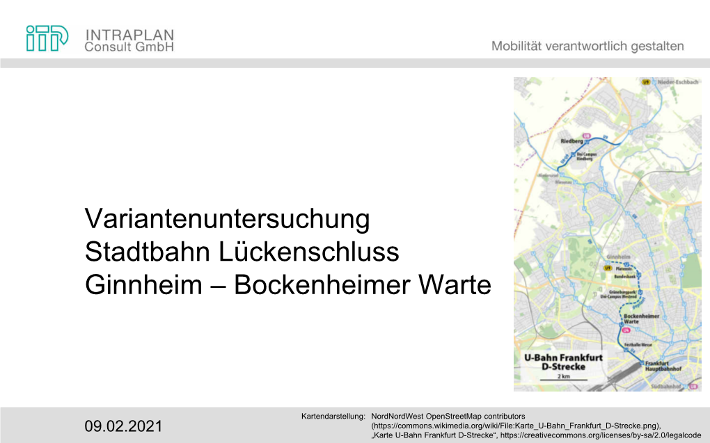 Variantenuntersuchung Stadtbahn Lückenschluss Ginnheim – Bockenheimer Warte