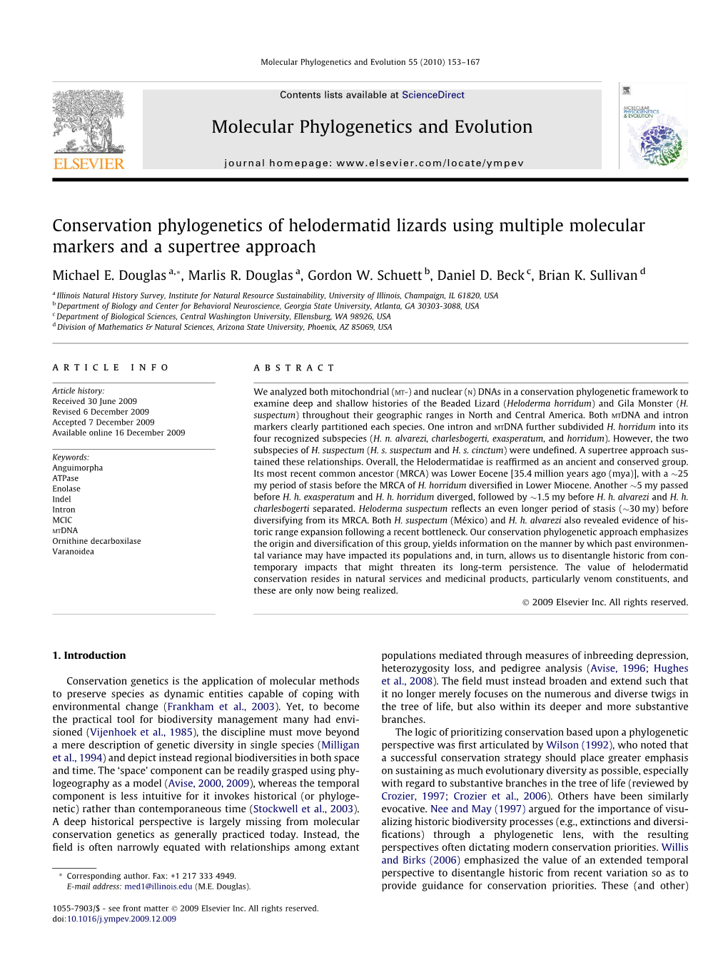 Molecular Phylogenetics and Evolution 55 (2010) 153–167