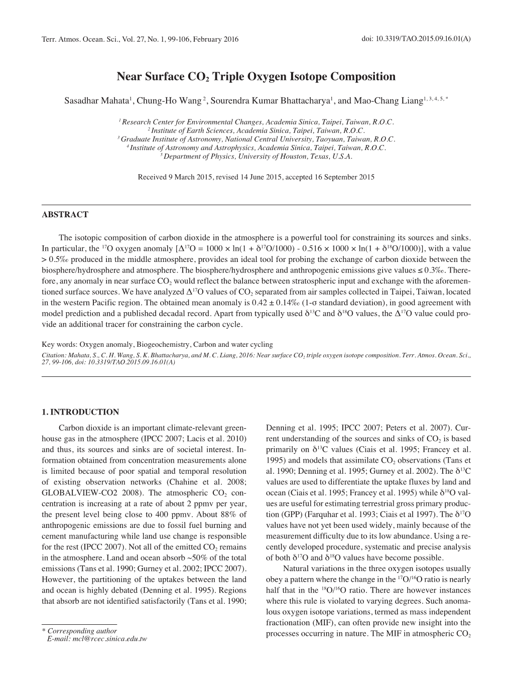 Near Surface CO2 Triple Oxygen Isotope Composition