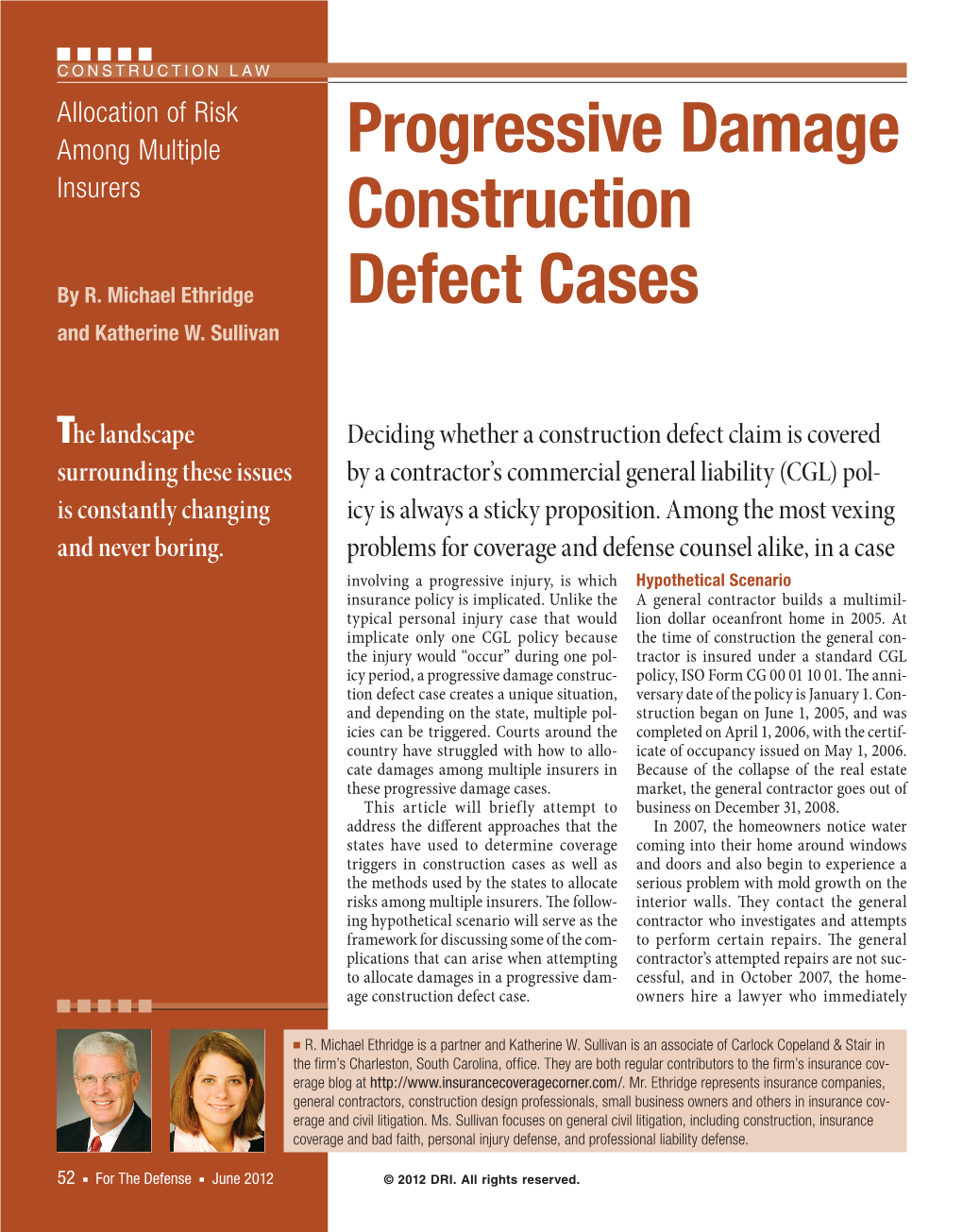 Progressive Damage Construction Defect Cases