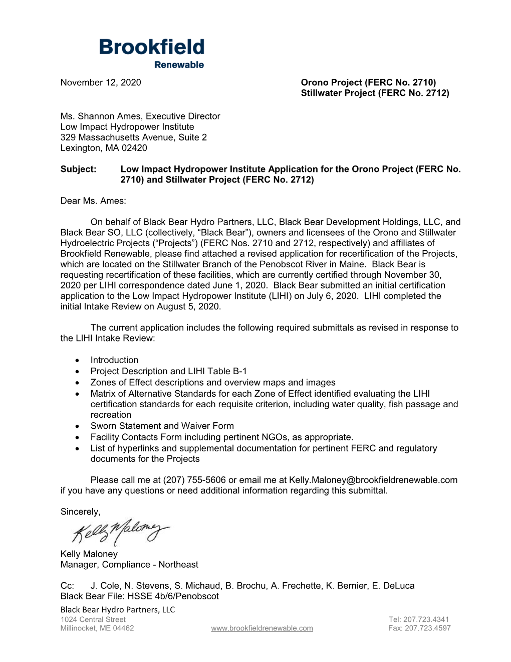 Black Bear Hydro Partners, LLC Orono Project (FERC No. 2710)