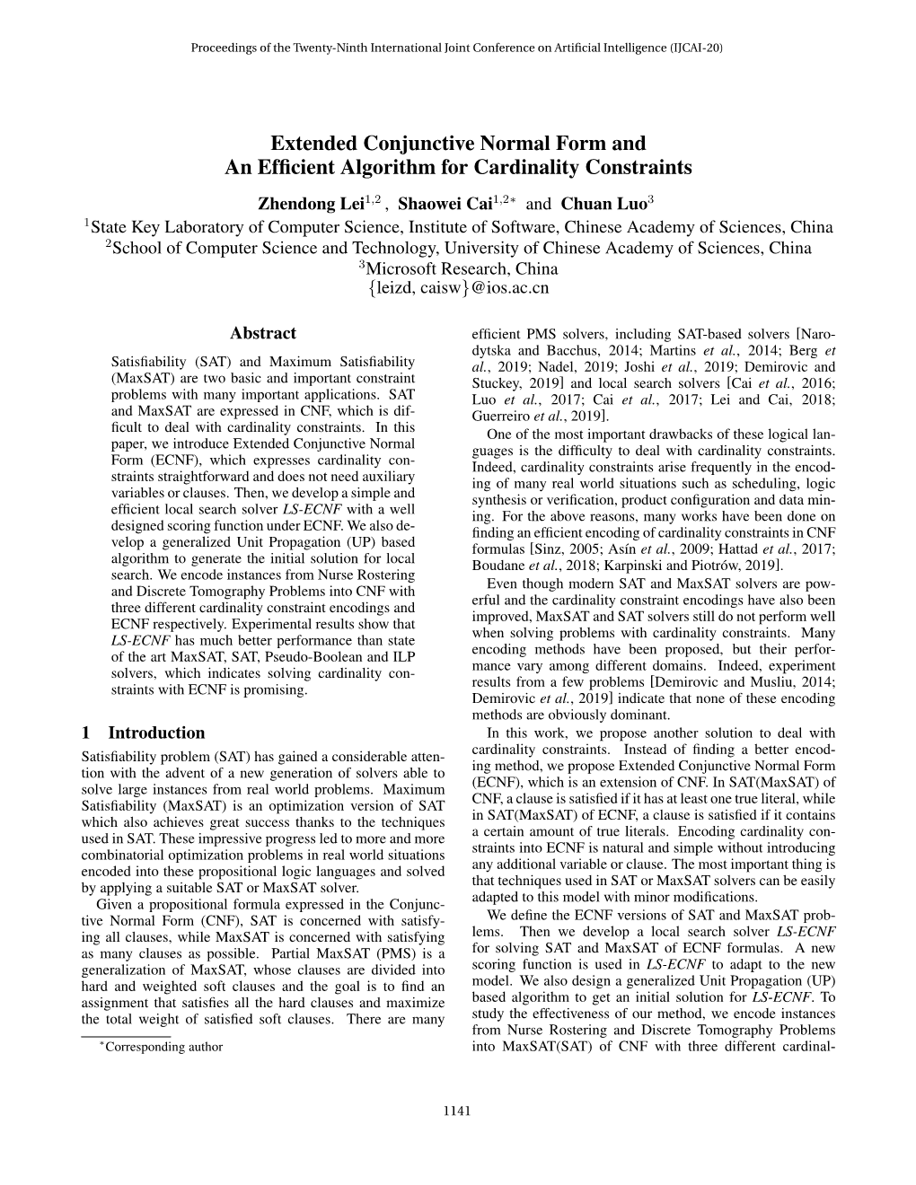 Extended Conjunctive Normal Form and an Efficient Algorithm For