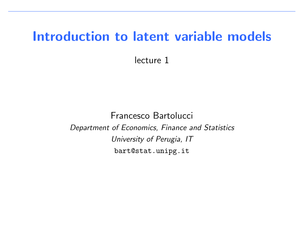 Introduction to Latent Variable Models