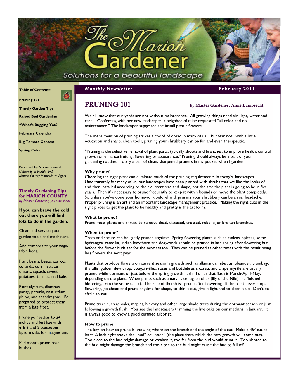 Marion Gardener Newsletter