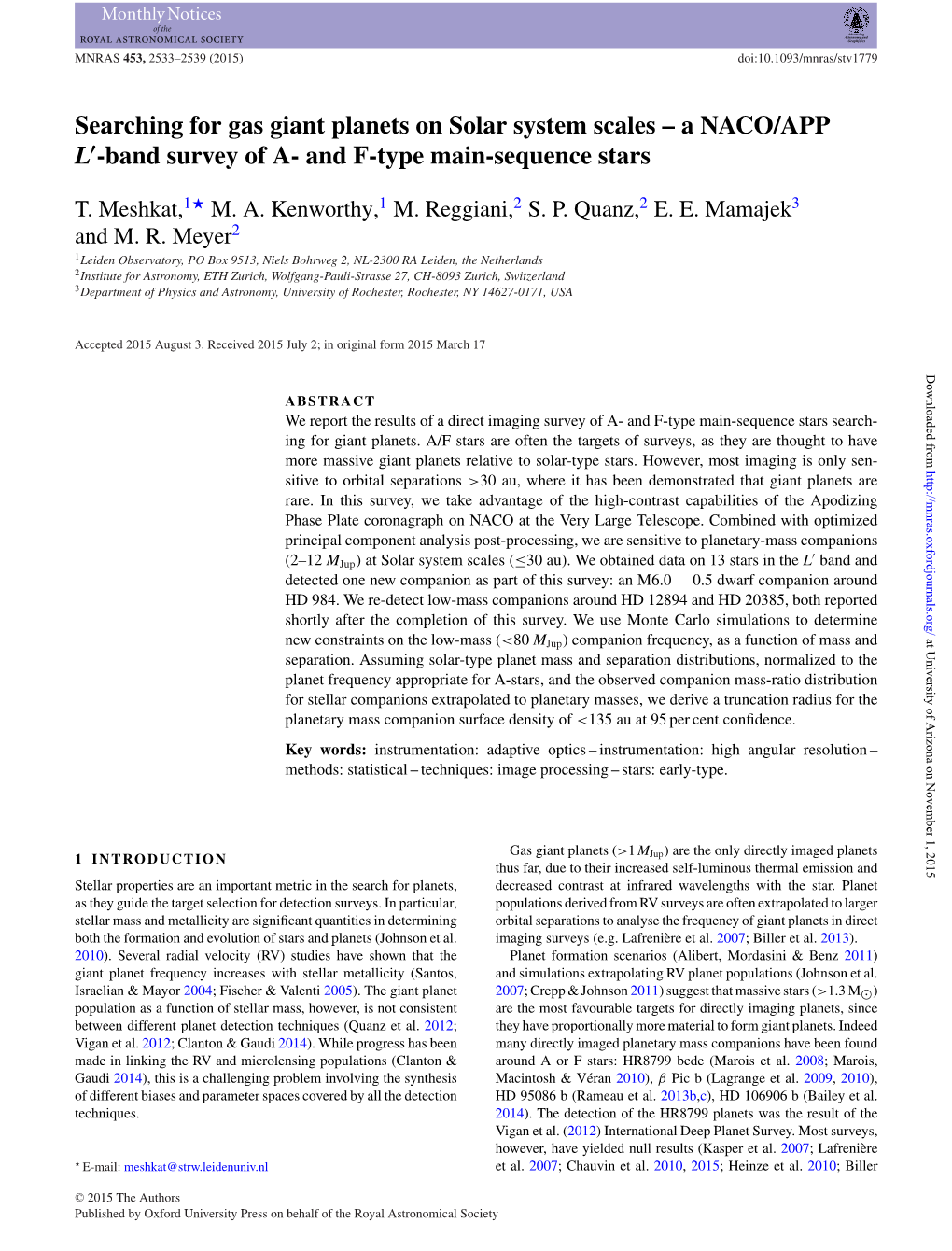 Searching for Gas Giant Planets on Solar System Scales – a NACO/APP L-Band Survey of A- and F-Type Main-Sequence Stars