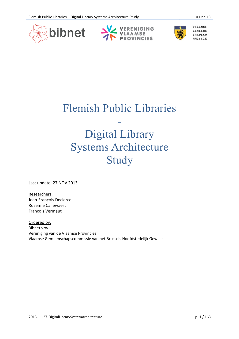 Flemish Public Libraries – Digital Library Systems Architecture Study 10-Dec-13