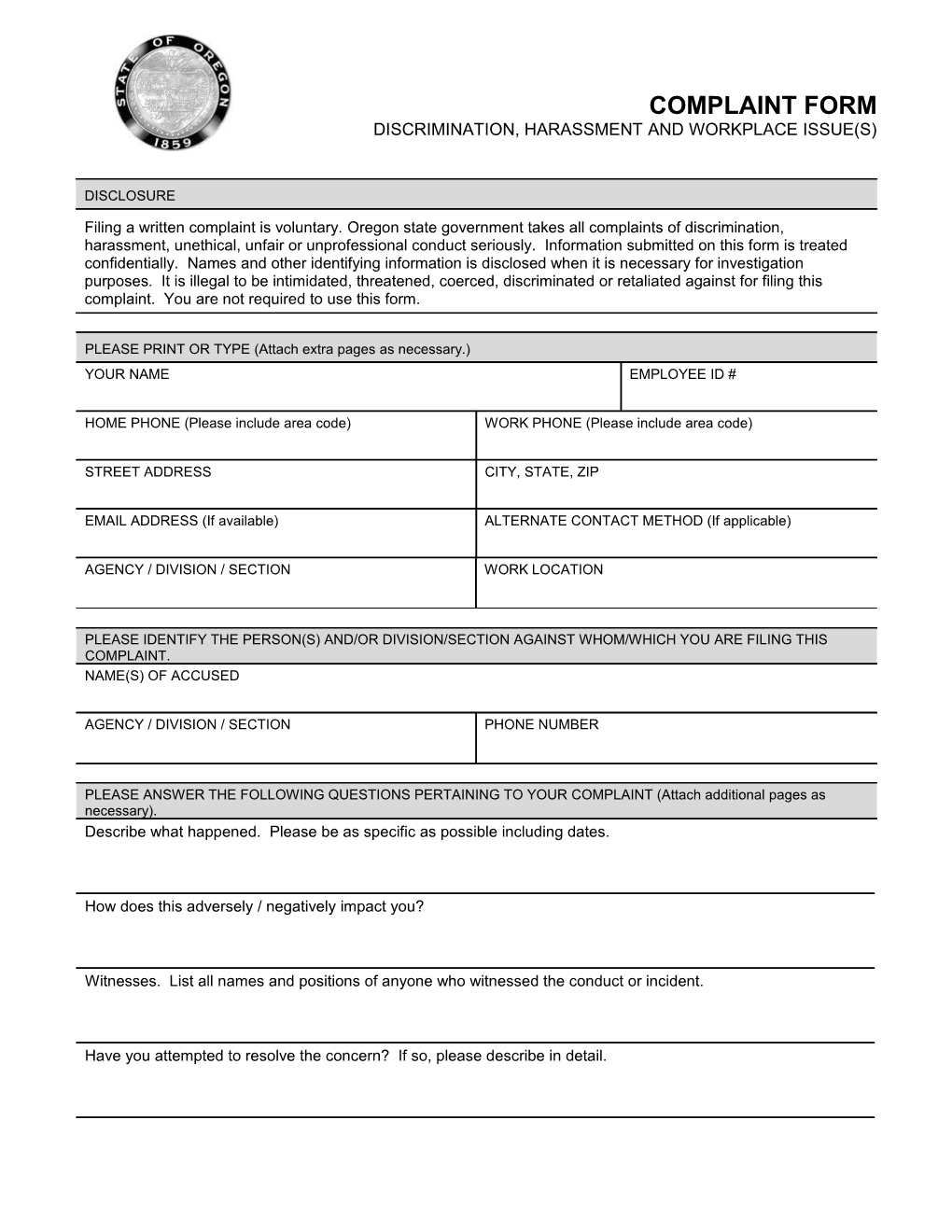 Complaint Form