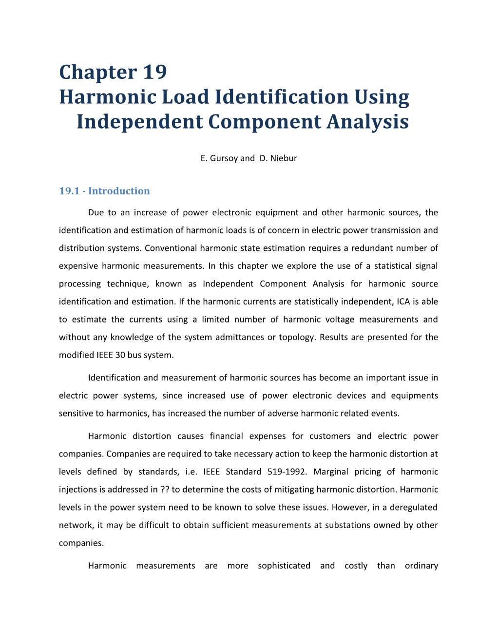 Harmonic Load Identification Using Independent Component Analysis