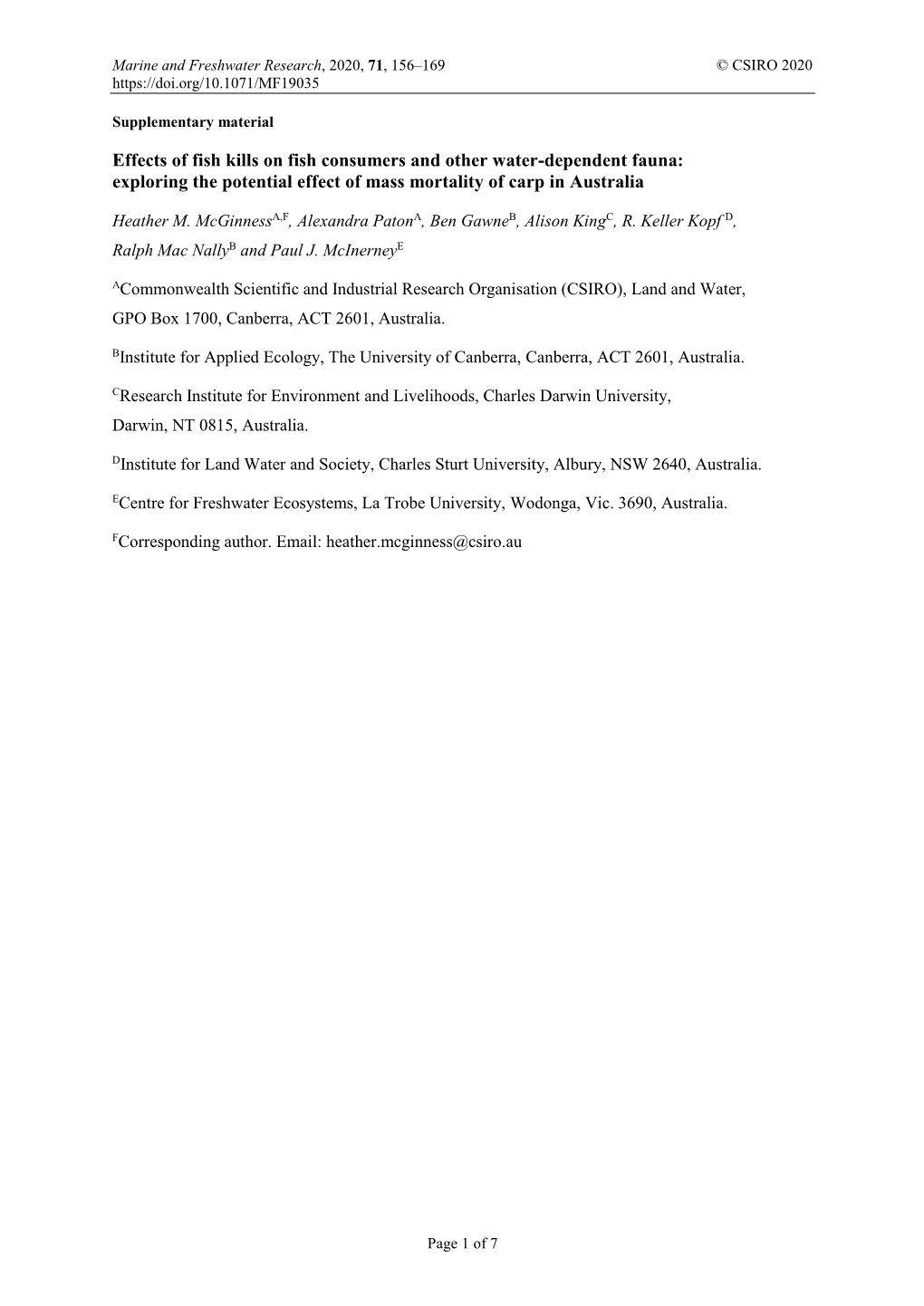 Effects of Fish Kills on Fish Consumers and Other Water-Dependent Fauna: Exploring the Potential Effect of Mass Mortality of Carp in Australia