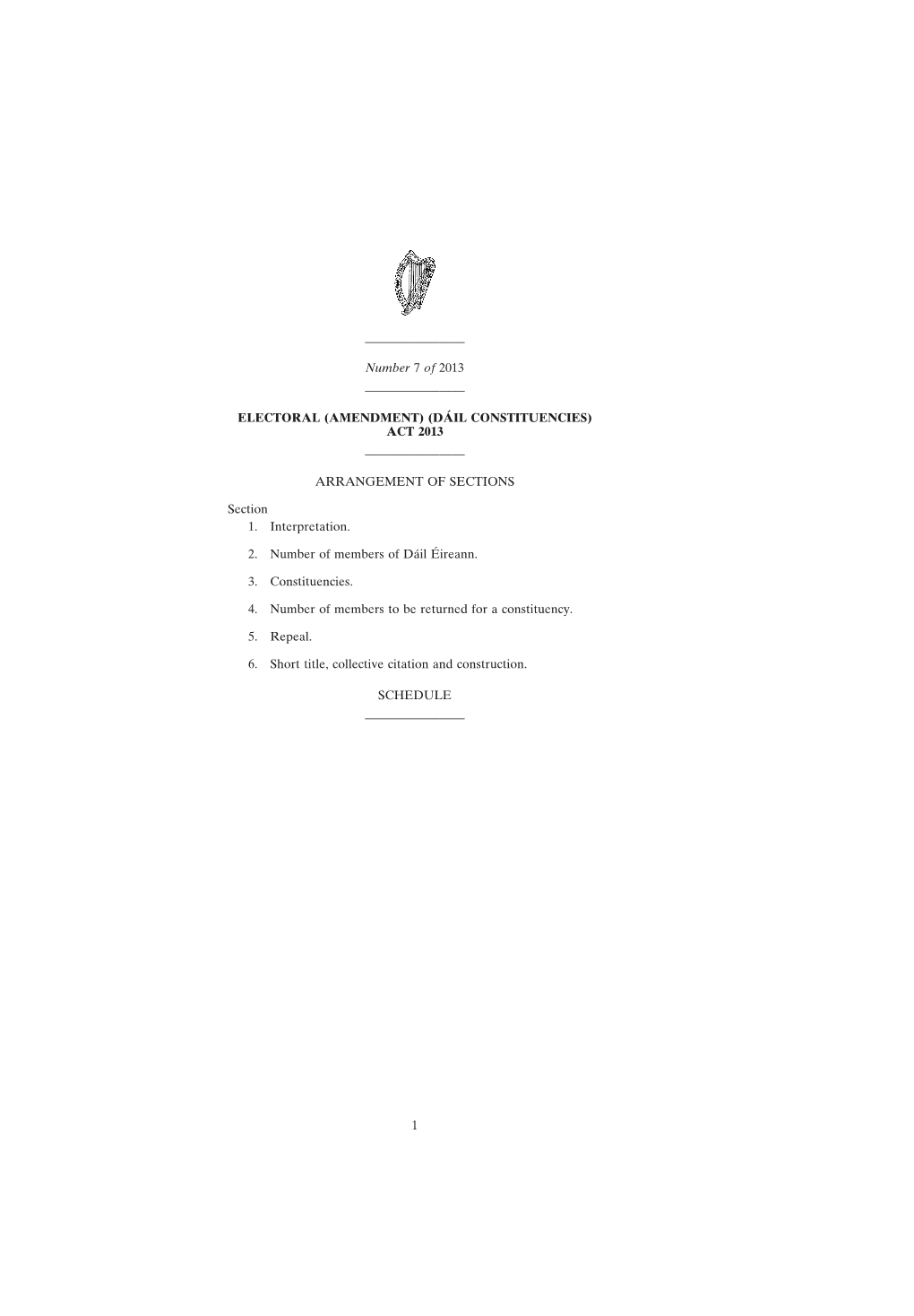 Electoral (Amendment) (Dáil Constituencies) Act 2013 ————————