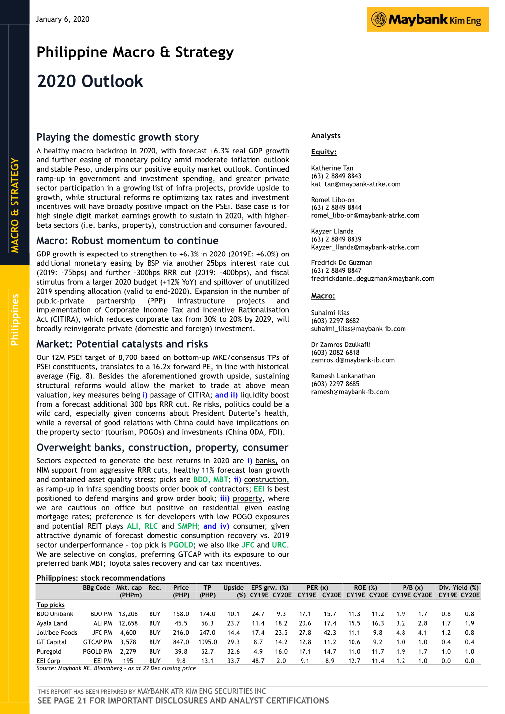 Philippine Macro & Strategy: 2020 Outlook