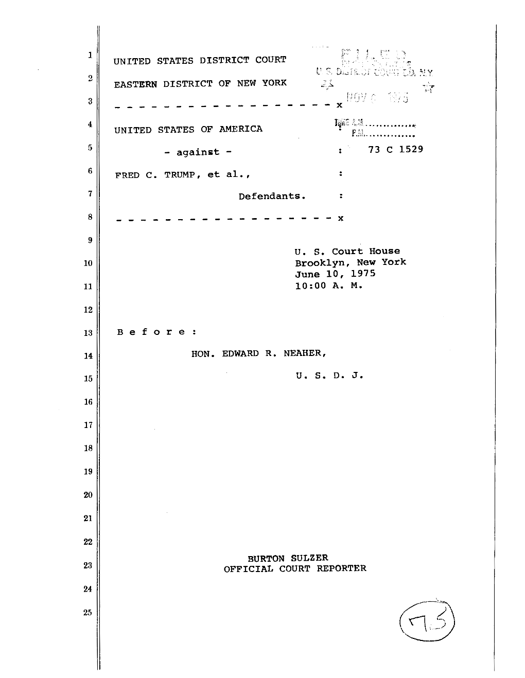 United States V. Fred C. Trump, Donald Trump, and Trump