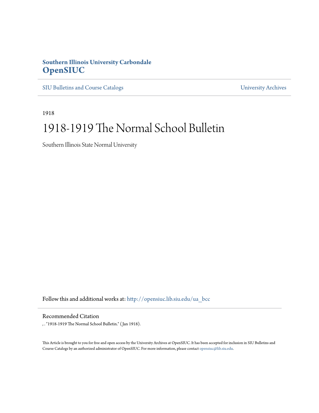 1918-1919 the Normal School Bulletin