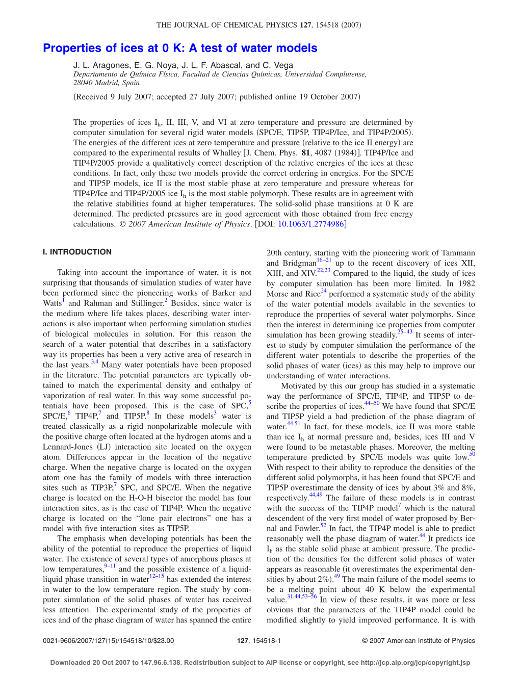 Properties of Ices at 0 K: a Test of Water Models J