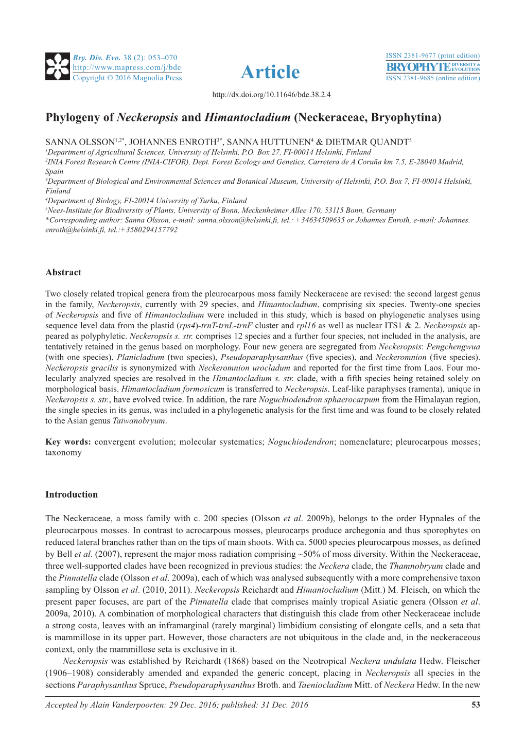 Phylogeny of Neckeropsis and Himantocladium (Neckeraceae, Bryophytina)