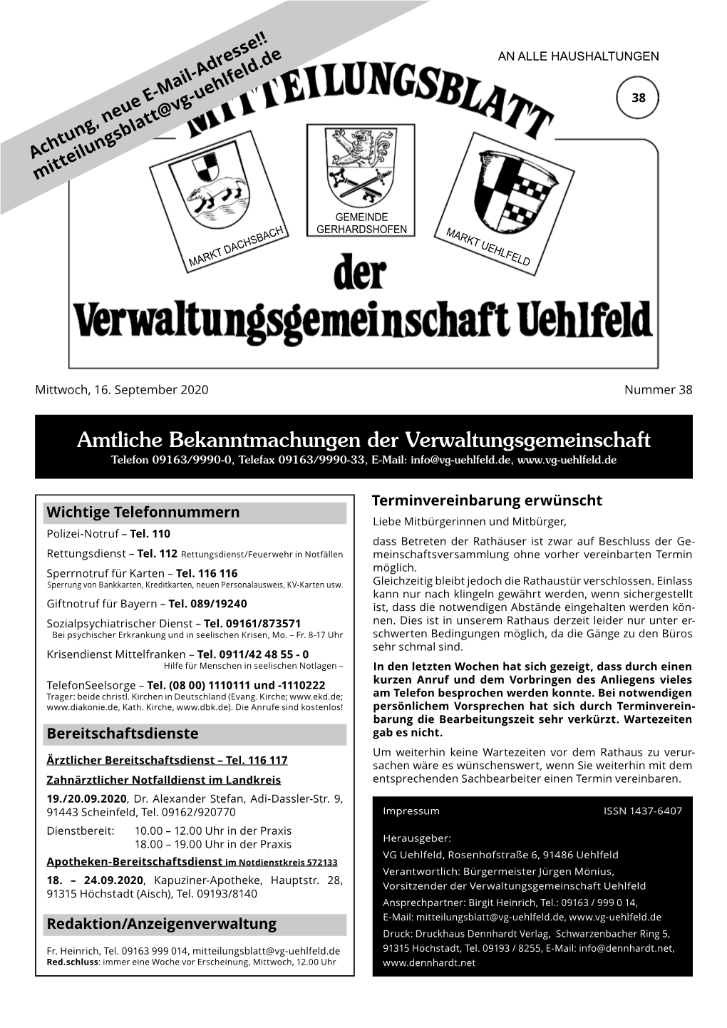 Mitteilungsblatt KW 38 2020