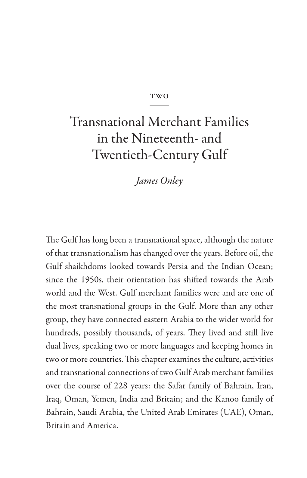 Transnational Merchant Families in the Nineteenth- and Twentieth-Century Gulf