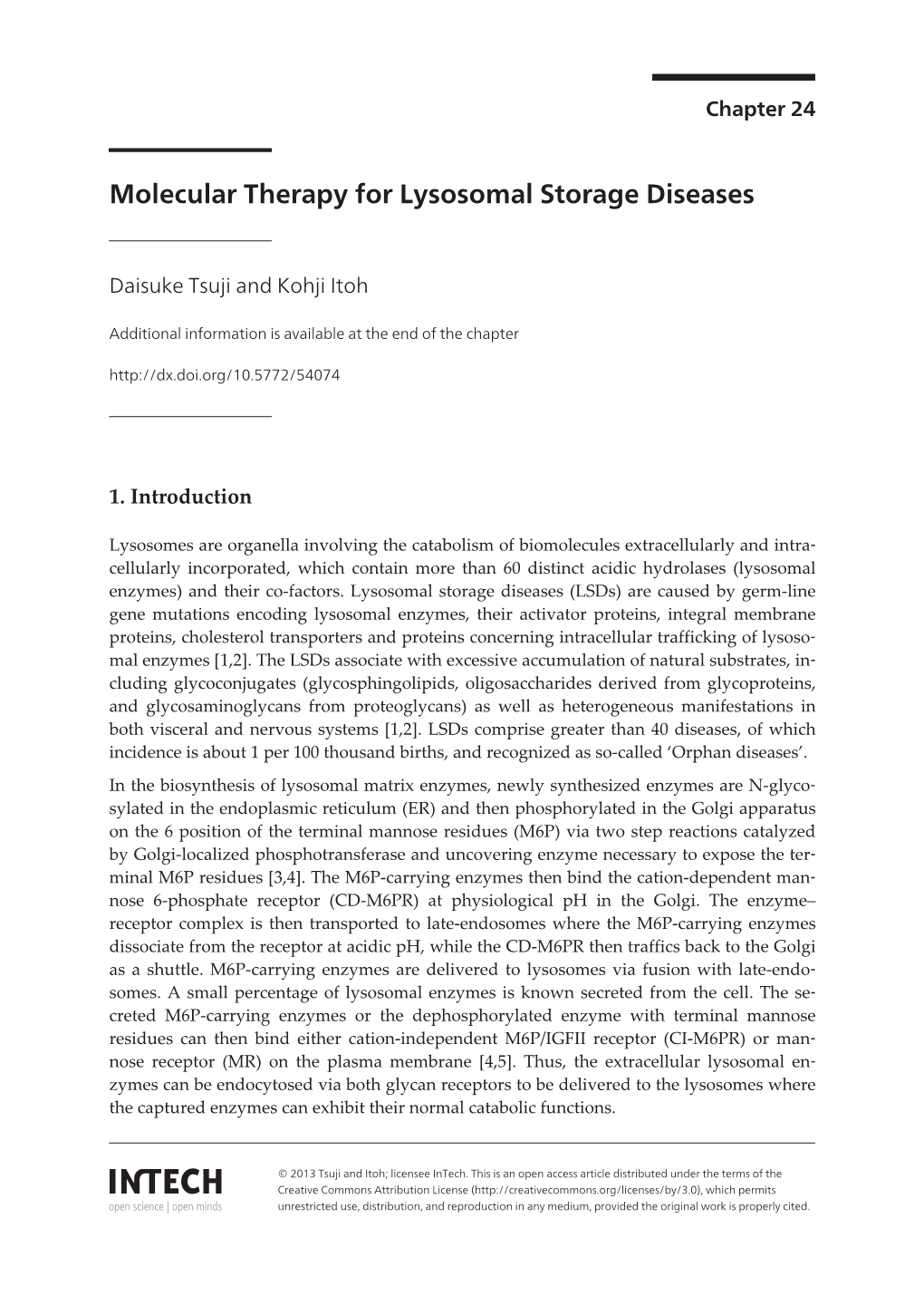 Molecular Therapy for Lysosomal Storage Diseases